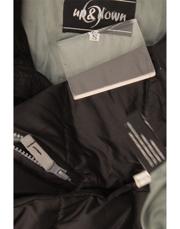 Gilet imbottito vintage da uomo piccolo in nylon nero