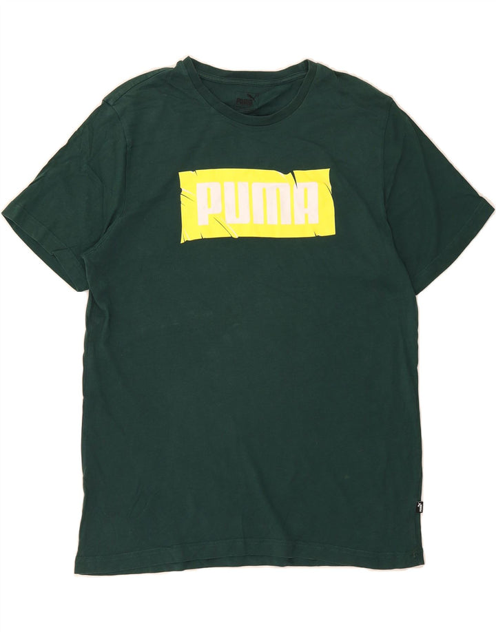 PUMA Mens Graphic T-Shirt Top Large Green Cotton Vintage Puma and Second-Hand Puma from Messina Hembry 