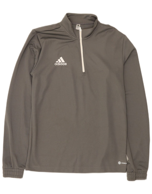 Adidas Uomo Aeroready Zip Collo Pullover Tuta Top Piccolo Poliestere Grigio