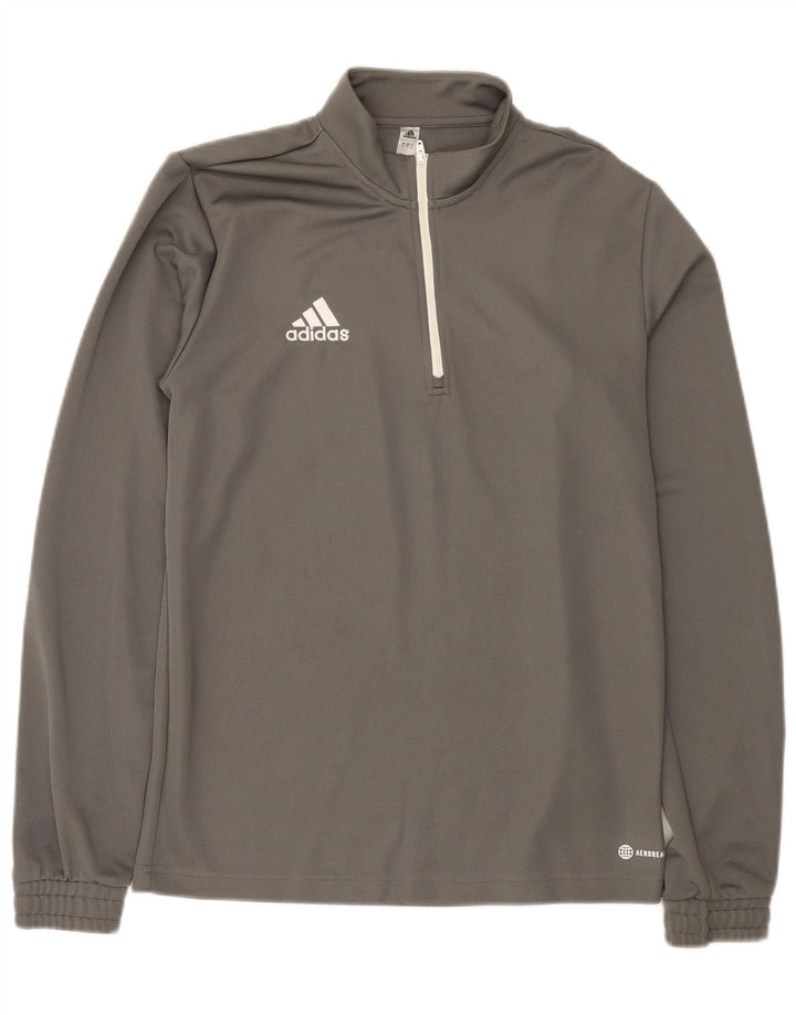 Adidas Uomo Aeroready Zip Collo Pullover Tuta Top Piccolo Poliestere Grigio