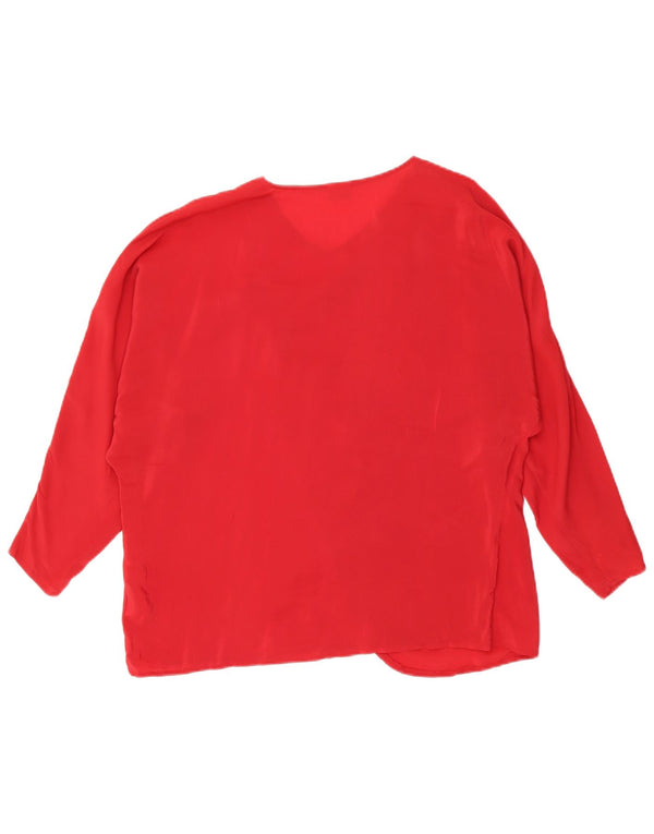 Camicetta vintage da donna vestibilità ampia Top IT 42 Acetato rosso medio
