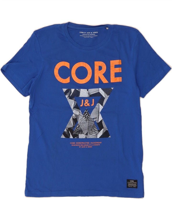 JACK & JONES Mens Graphic T-Shirt Top Large Blue Cotton Vintage Jack & Jones and Second-Hand Jack & Jones from Messina Hembry 