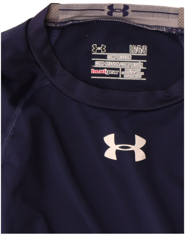 Under Armour Mens Heat Gear Top manica lunga grande blu navy