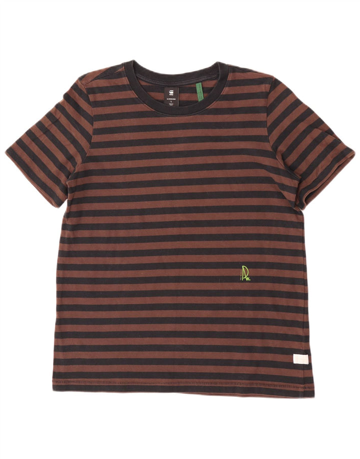 T-shirt da uomo G-Star Top grande in cotone a righe marroni