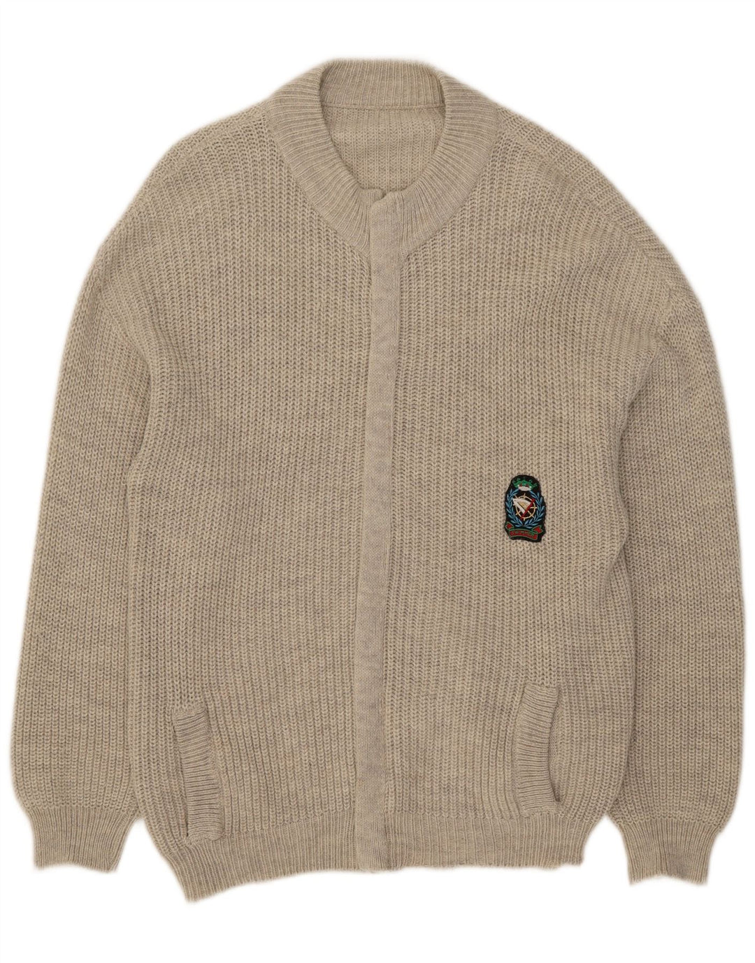 Maglione cardigan da uomo vintage in acrilico grigio medio