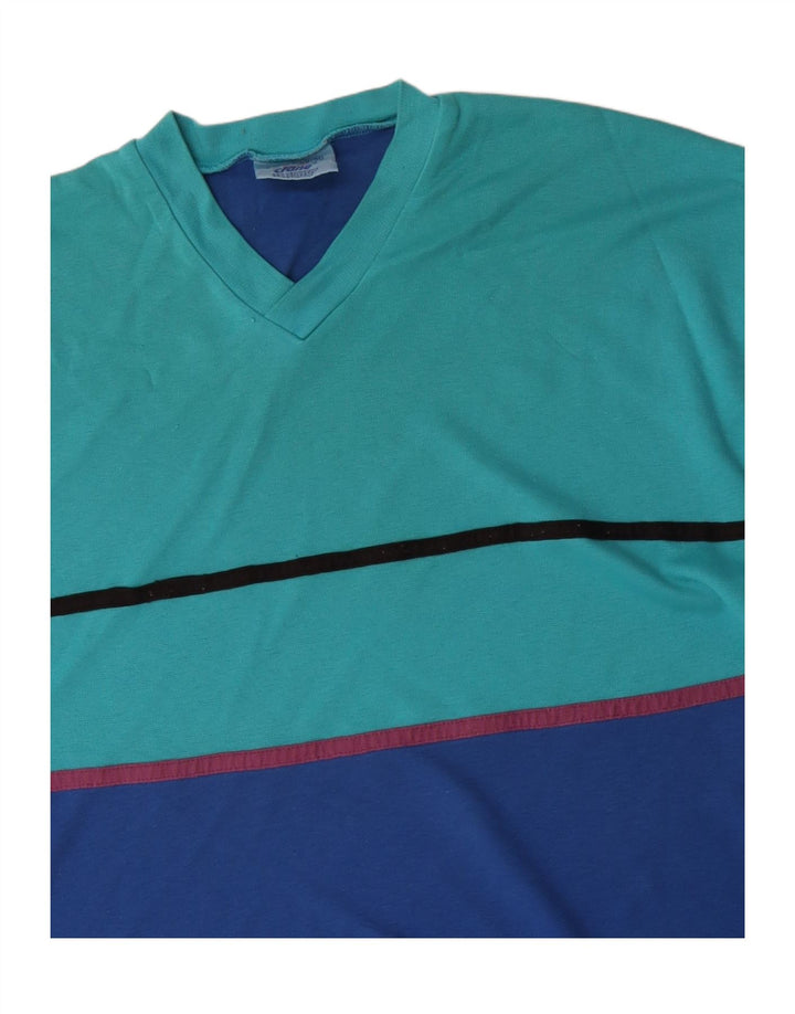 Maglia da uomo Crane a maniche lunghe IT 48/50 in cotone color block blu medio