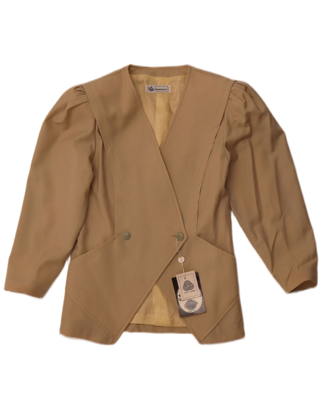Giacca blazer doppiopetto da donna VINTAGE IT 44 Lana beige medio