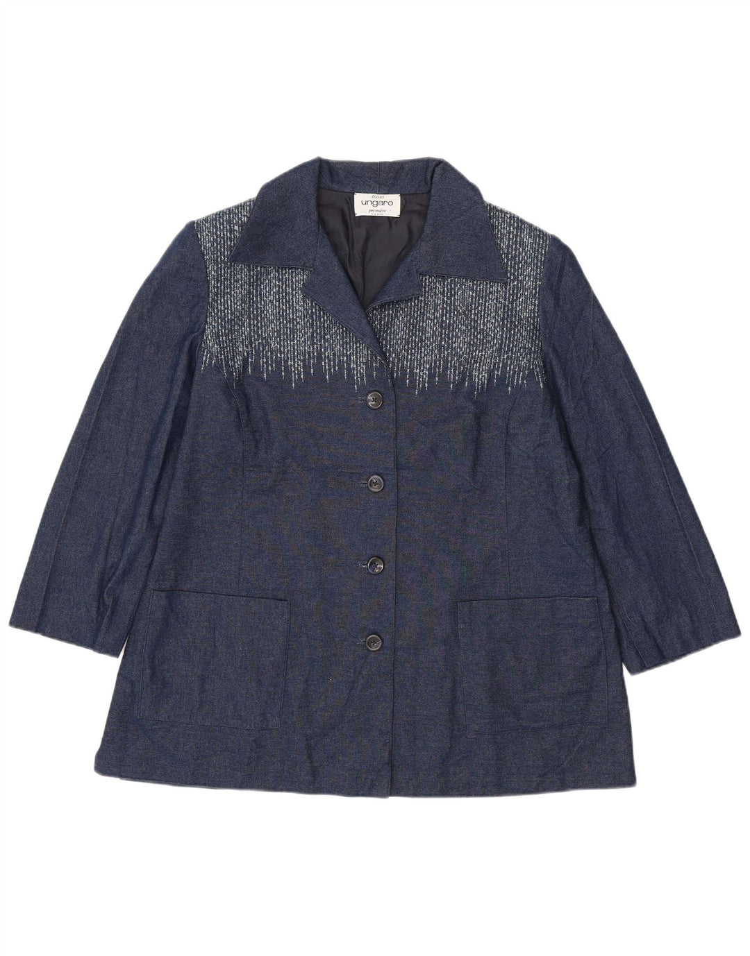 Giacca blazer da donna a 4 bottoni con maniche a 3/4 Ungaro UK 16 grande blu navy