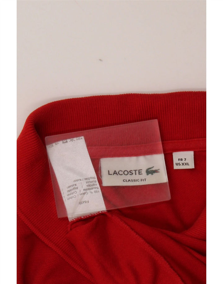 Polo Lacoste da uomo vestibilità classica taglia 7 2XL cotone rosso