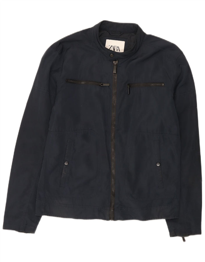 Giacca utility da uomo Zara UK 38 poliestere blu navy medio