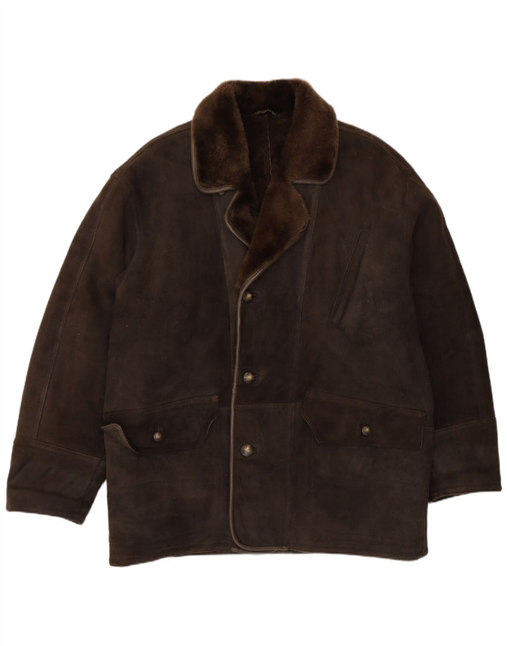 Giacca in shearling vintage da uomo UK 42 XL Shearling marrone