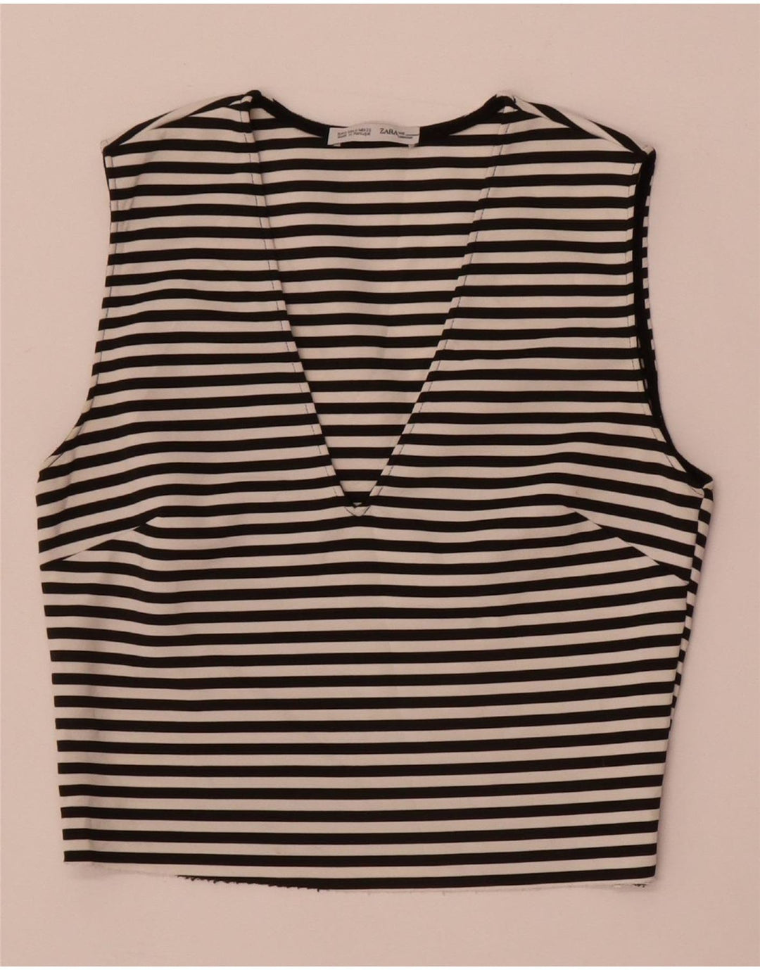 Top corto senza maniche da donna Zara UK 8 piccolo a righe nere