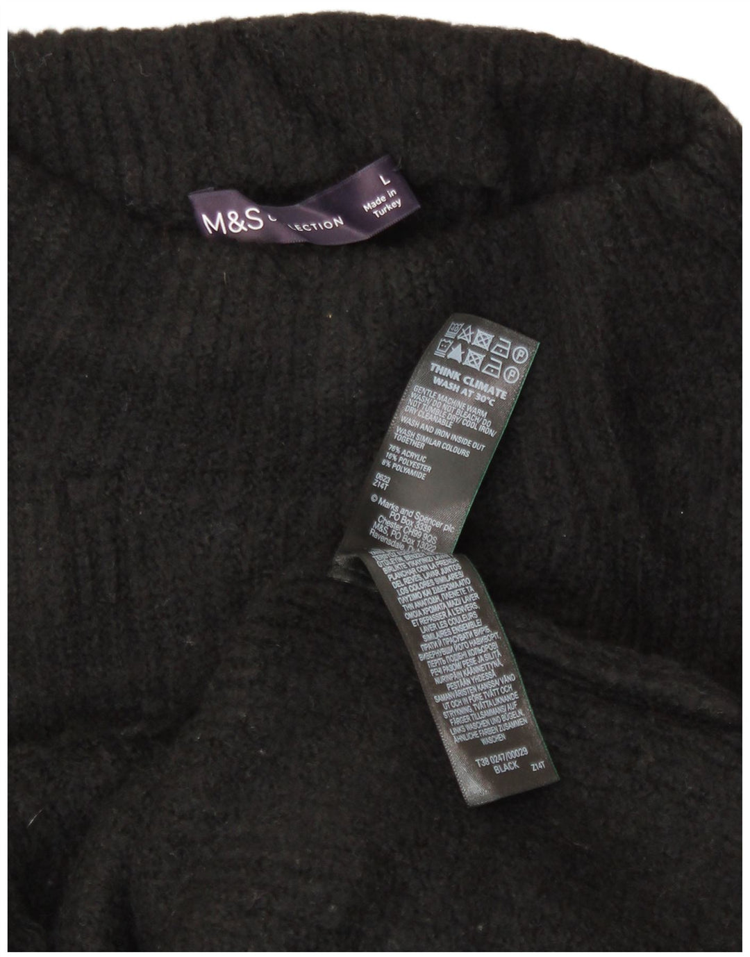 Maglione maglione a collo alto da donna Marks & Spencer UK 14 grande acrilico nero