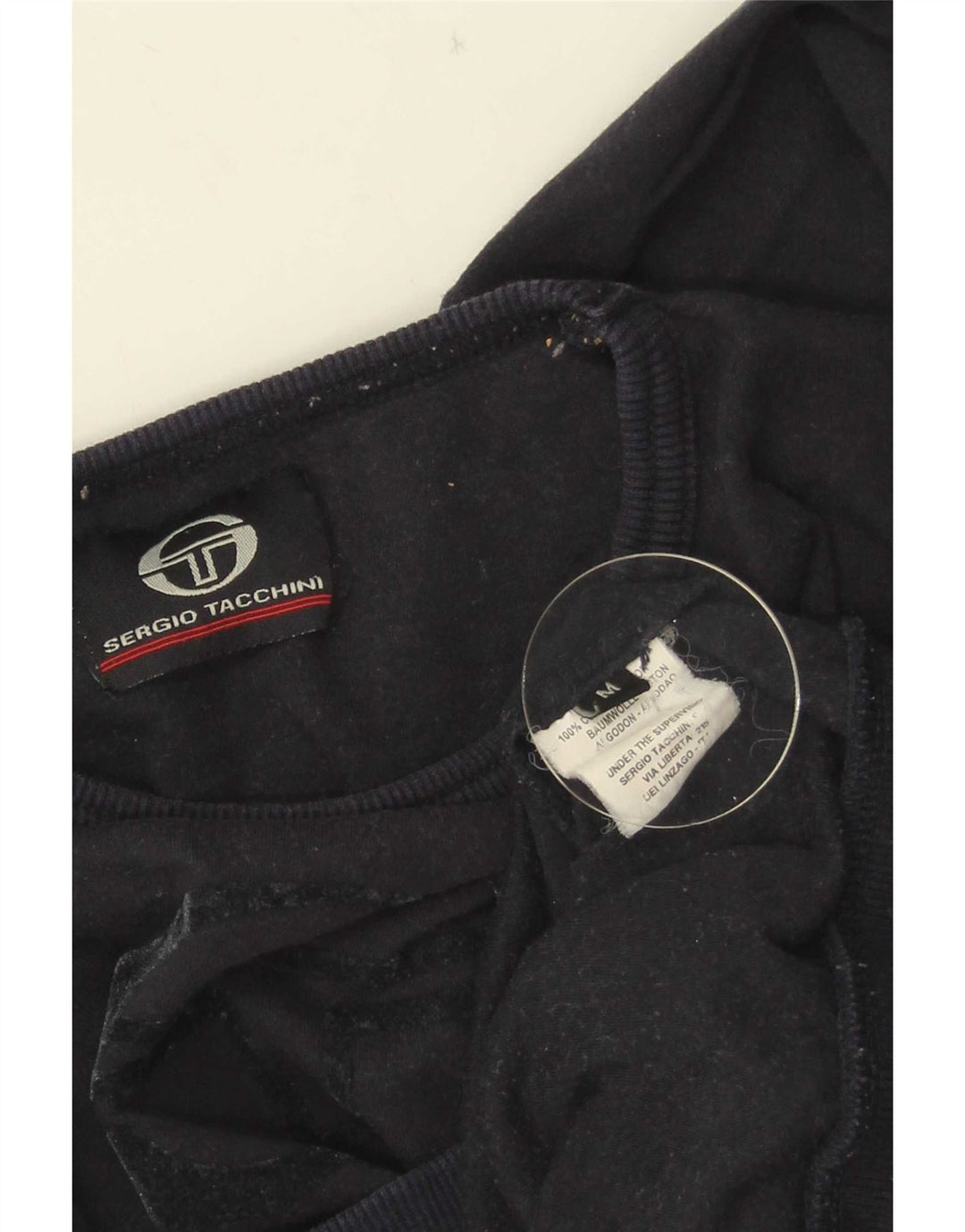 Sergio Tacchini Top grafico corto da donna a maniche lunghe UK 12 Medio Blu Navy