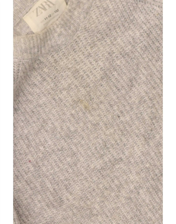 Maglione corto girocollo per ragazze Zara 11-12 anni in poliestere grigio