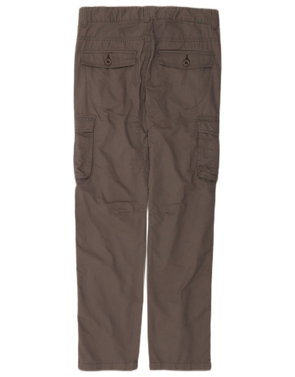 Benetton Boys Straight Cargo Trousers 11-12 Years 2XL W28 L28 Grey Cotton