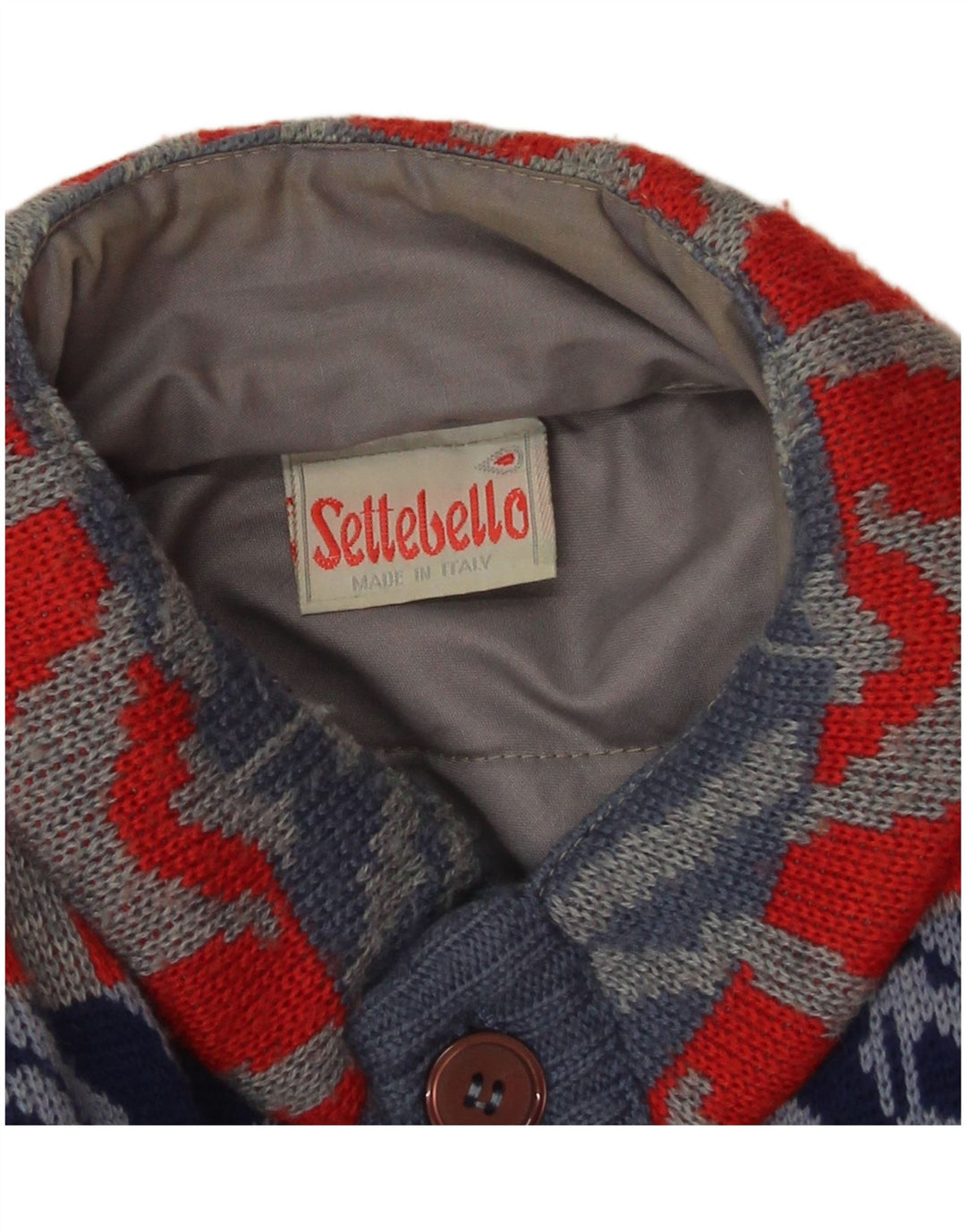 Maglione cardigan da uomo Settebello grande lana geometrica blu