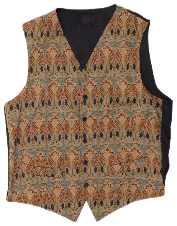 Gilet da uomo Liberty grande cotone floreale beige