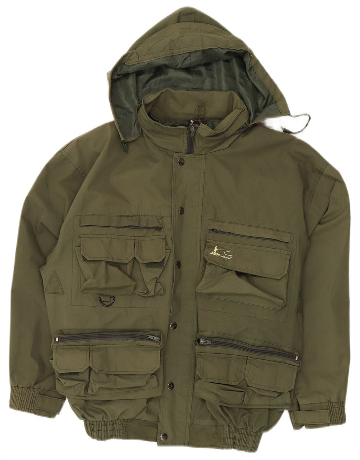 Giacca utilitaria con cappuccio da uomo VINTAGE UK 38 Poliestere kaki medio