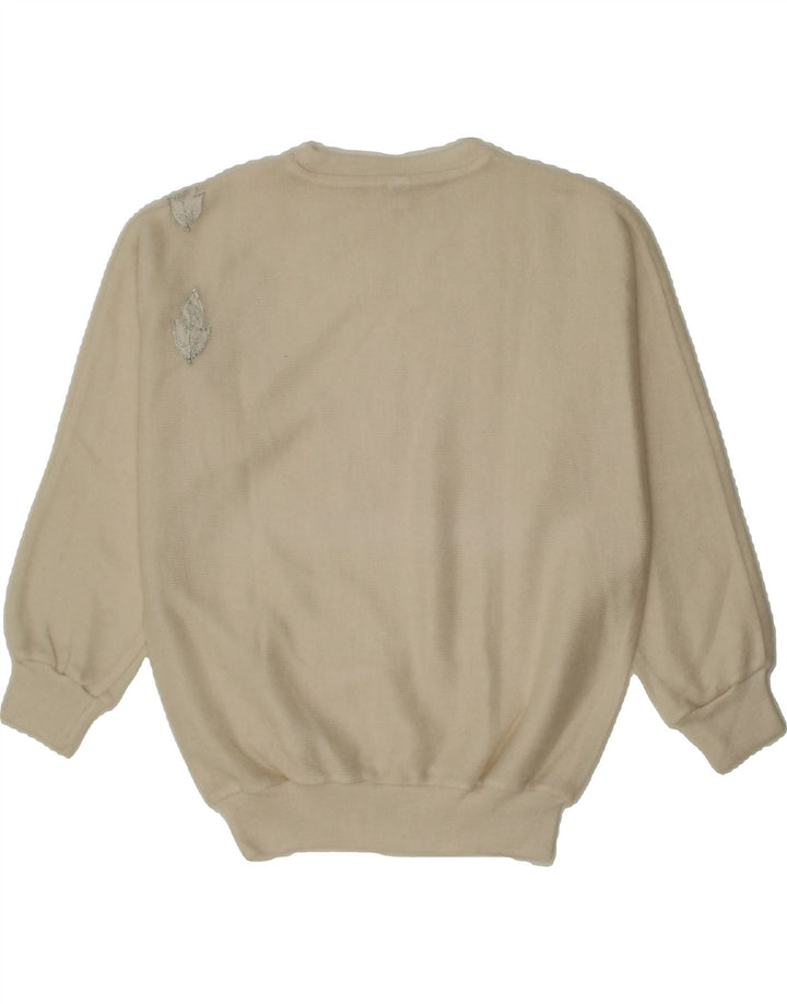 VINTAGE Womens Oversized Boat Neck Jumper Sweater UK 14 Medium Off White Vintage Vintage and Second-Hand Vintage from Messina Hembry 