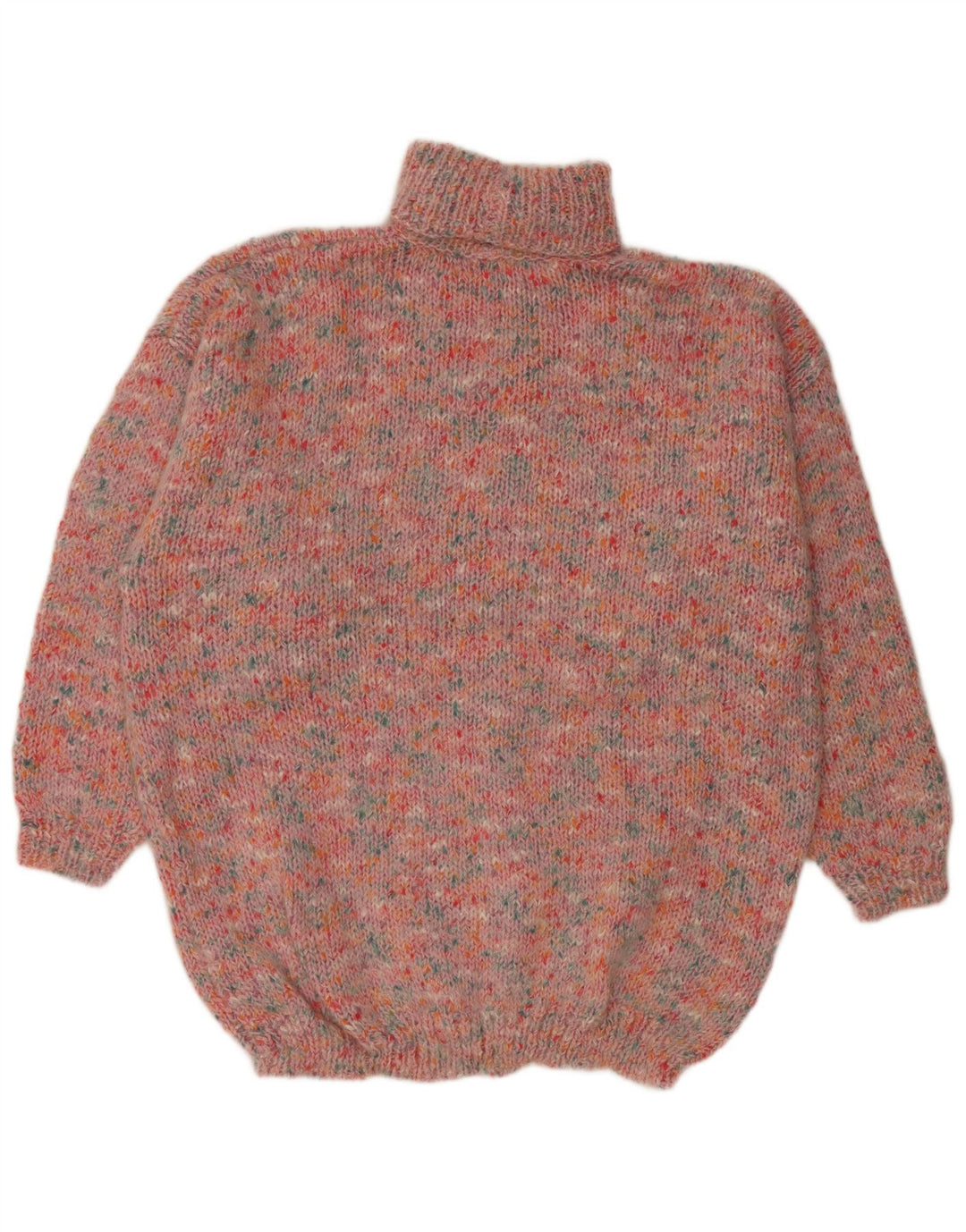 Maglione maglione oversize da donna VINTAGE con collo alto UK 20 2XL Rosa screziato