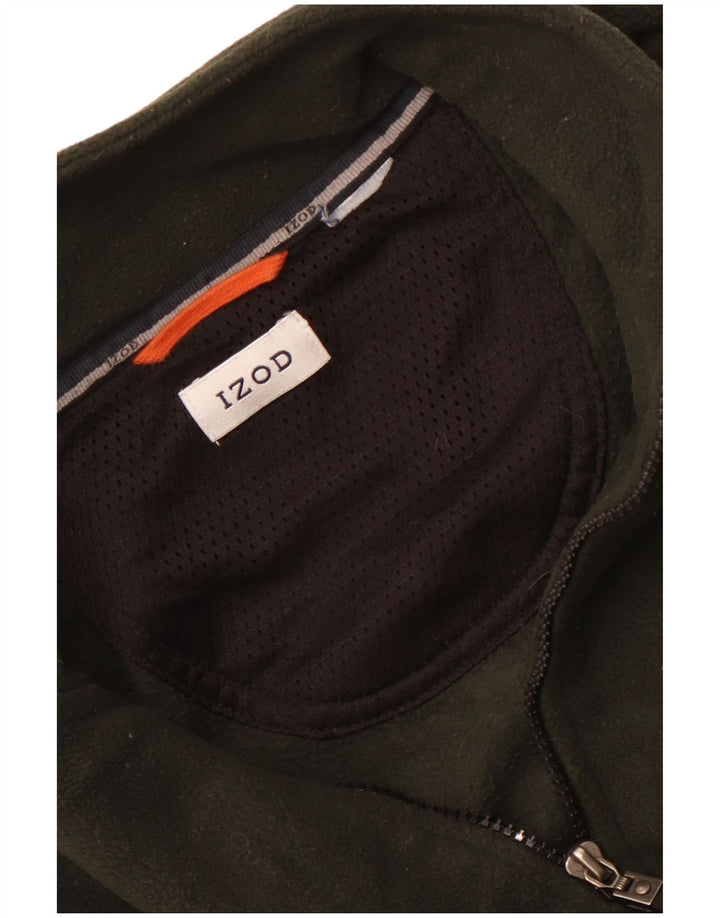 Maglione in pile da uomo con zip e collo IZOD, grande color kaki