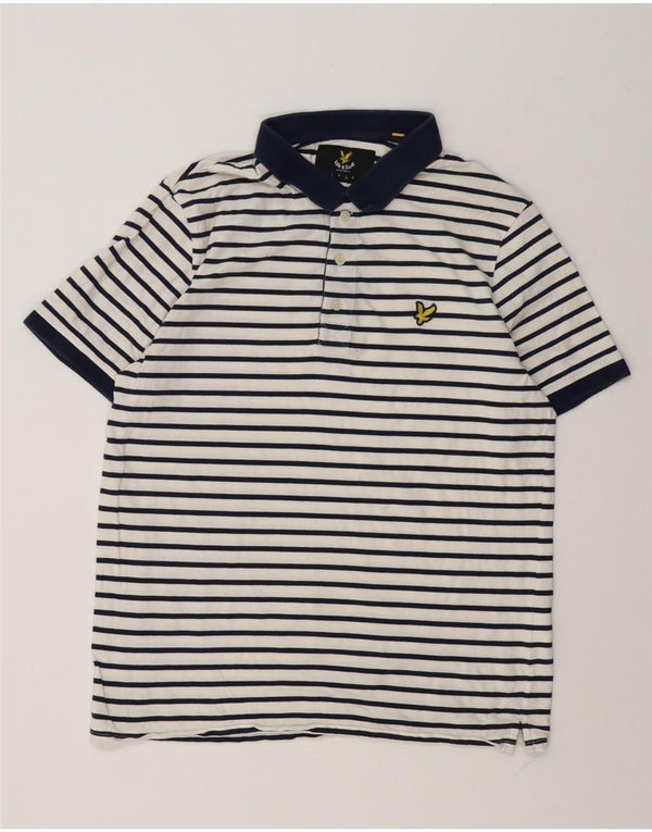 Polo da uomo Lyle & Scott grande in cotone a righe bianche