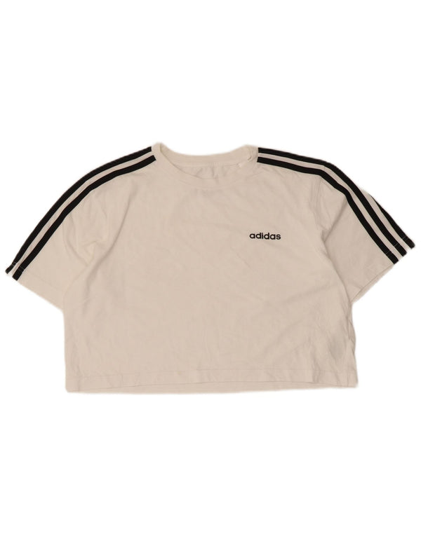 T-shirt corta oversize da donna ADIDAS UK 4/6 XS cotone bianco