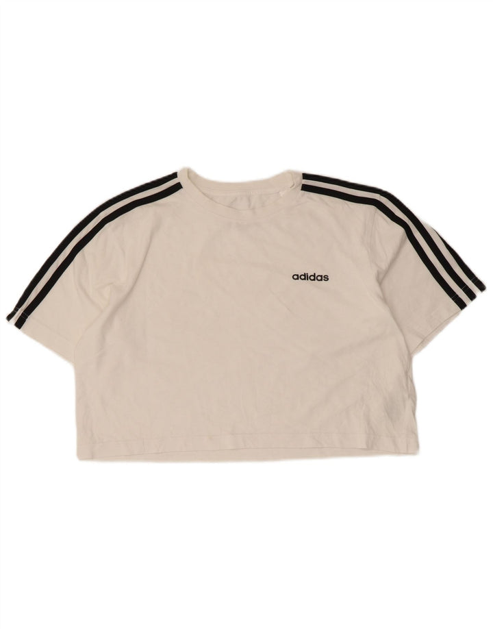 T-shirt corta oversize da donna ADIDAS UK 4/6 XS cotone bianco