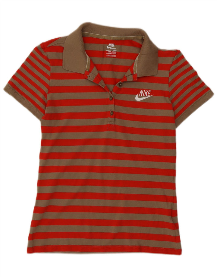 Polo Nike da donna UK 10/12 a righe rosse medie