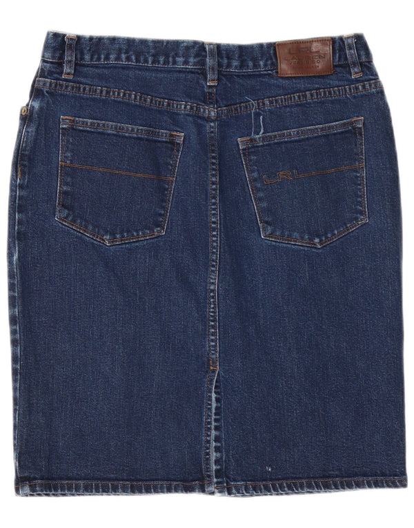 RALPH LAUREN Womens Denim Skirt US 10 Large W32 Navy Blue Cotton