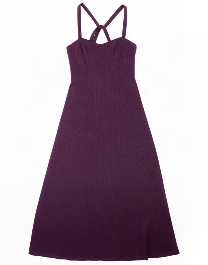 Abito maxi da donna di debutto con scollo all'americana UK 14 Viscosa viola medio