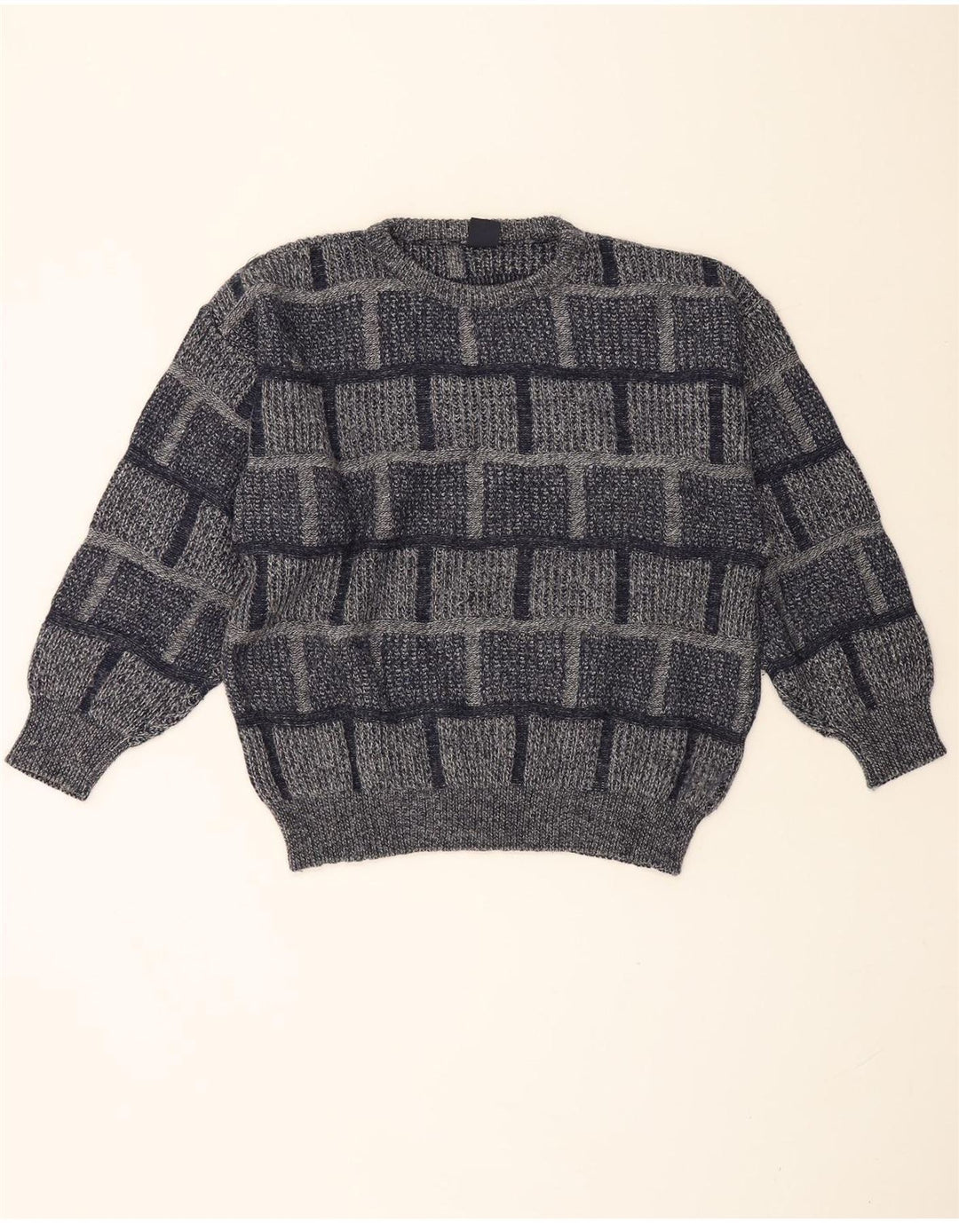 Maglione girocollo da uomo Ivy Oxford, maglione grande, acrilico a quadri grigi