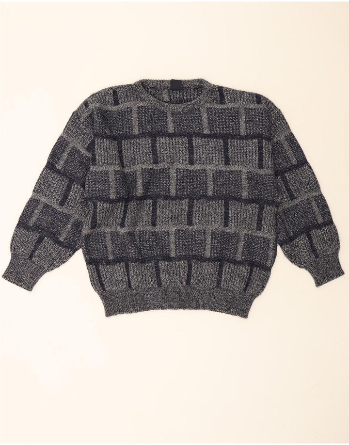 Maglione girocollo da uomo Ivy Oxford, maglione grande, acrilico a quadri grigi