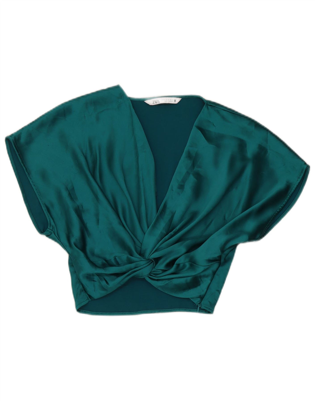 Top corto da donna Zara in camicetta UK 6 XS verde poliestere