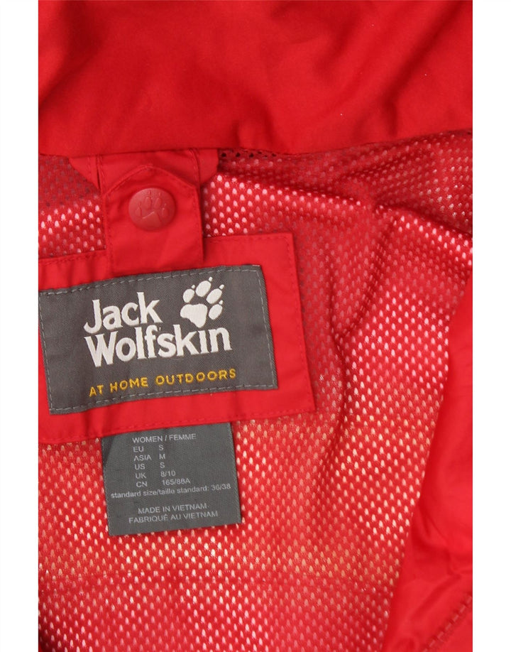 Giacca antipioggia con cappuccio da donna JACK WOLFSKIN UK 8/10 Small Rosso Poliammide