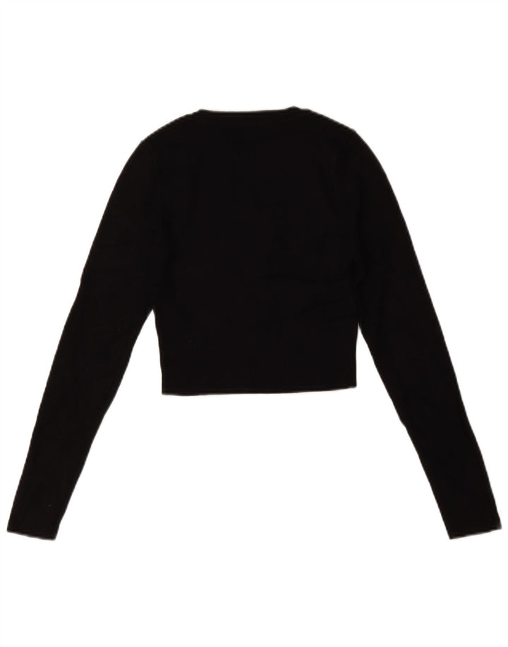 Top corto oversize da donna Zara a maniche lunghe UK 10 piccolo in viscosa nera