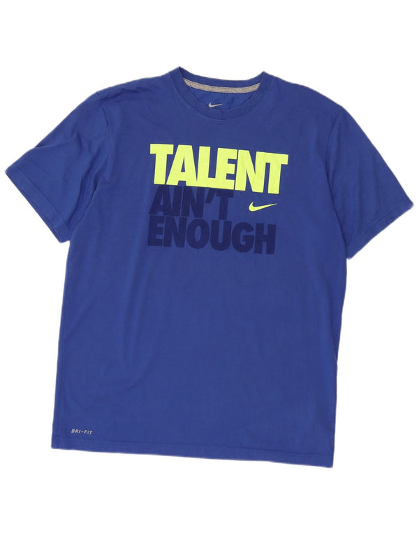 T-shirt grafica Nike Dri Fit da uomo, grande, in cotone blu