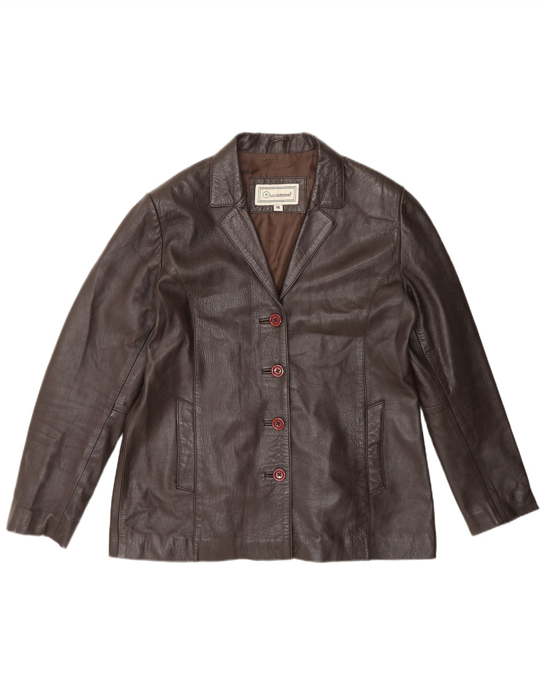 LIVE TREE Mens Leather Jacket UK 16 Large Brown Leather