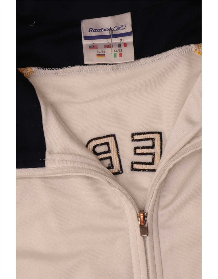 Giacca da ginnastica Reebok da uomo con vestibilità ampia e grafica, grande, colore bianco