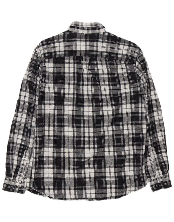 Camicia da uomo in flanella leggermente aderente L.L.Bean in cotone scozzese nero medio