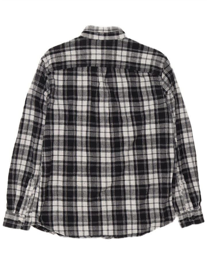 Camicia da uomo in flanella leggermente aderente L.L.Bean in cotone scozzese nero medio