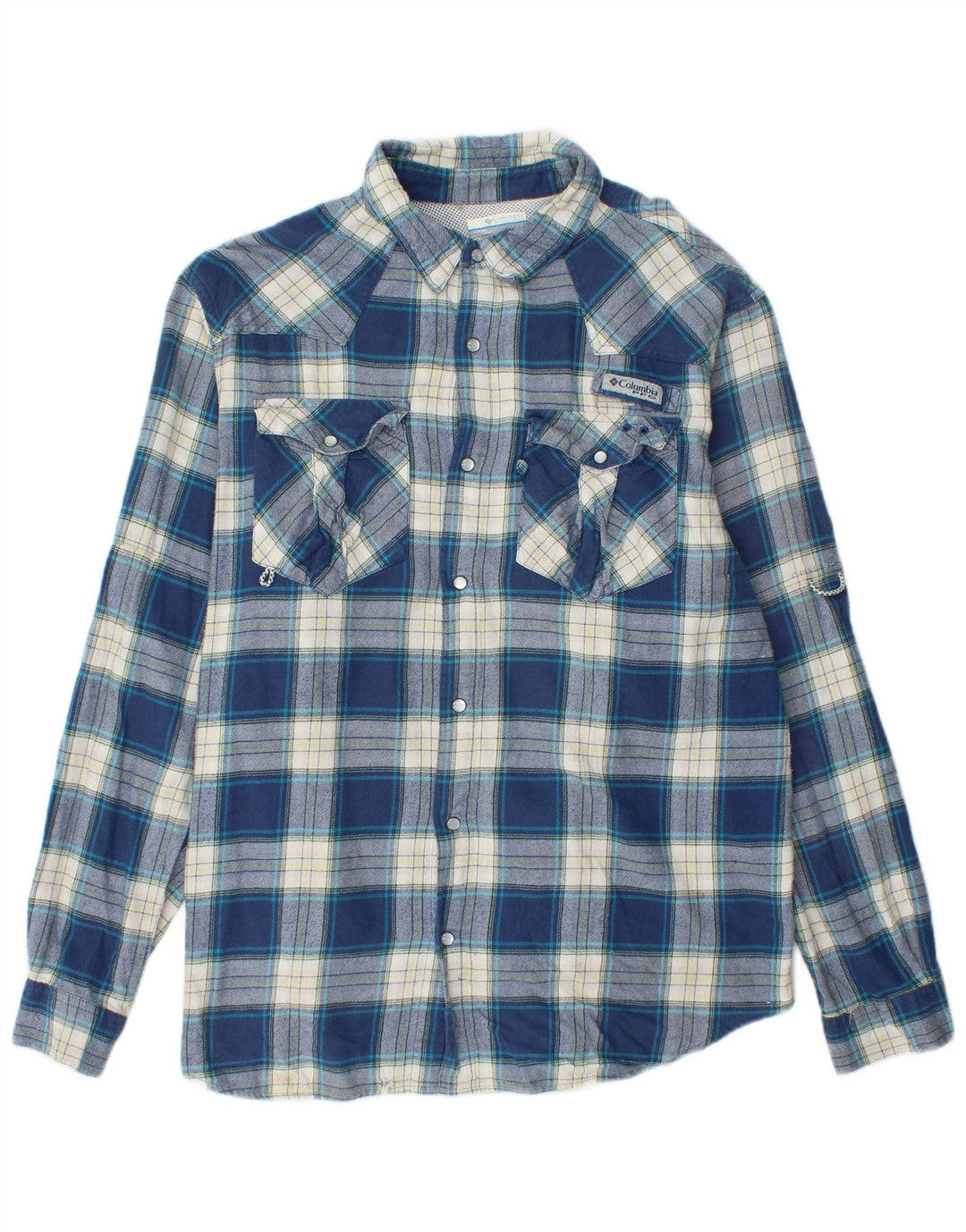 Camicia in flanella da uomo Columbia in cotone a quadri grandi blu