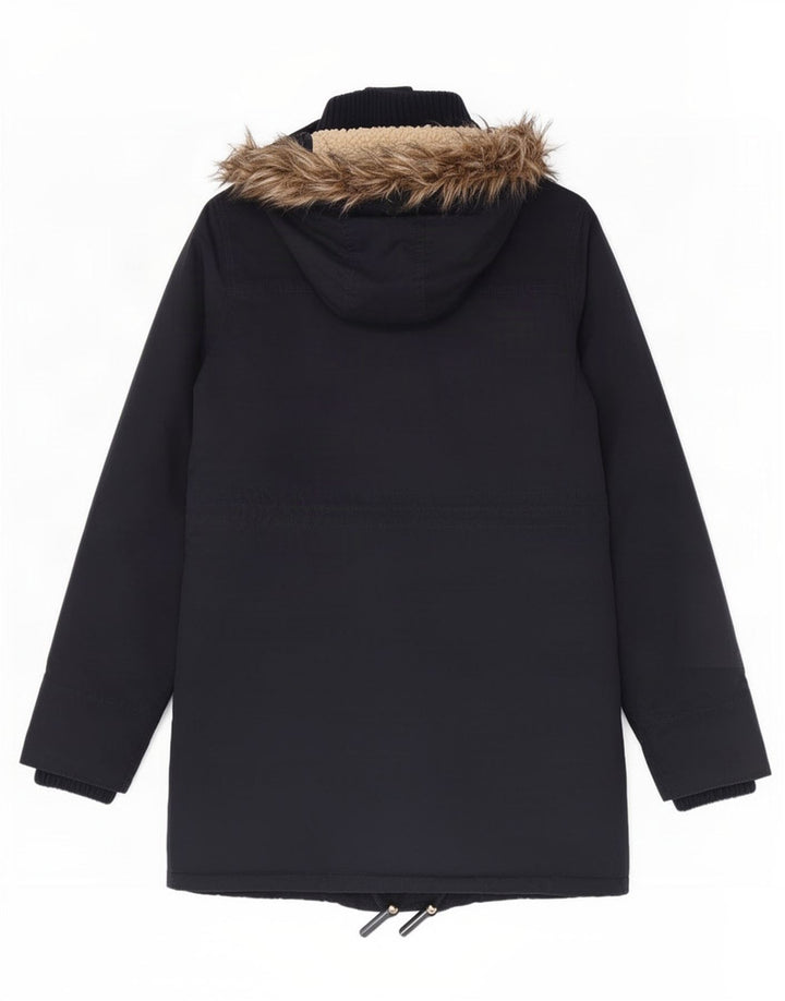 Giacca Parka da donna con cappuccio Superdry UK 14 Large Blu Navy in poliestere