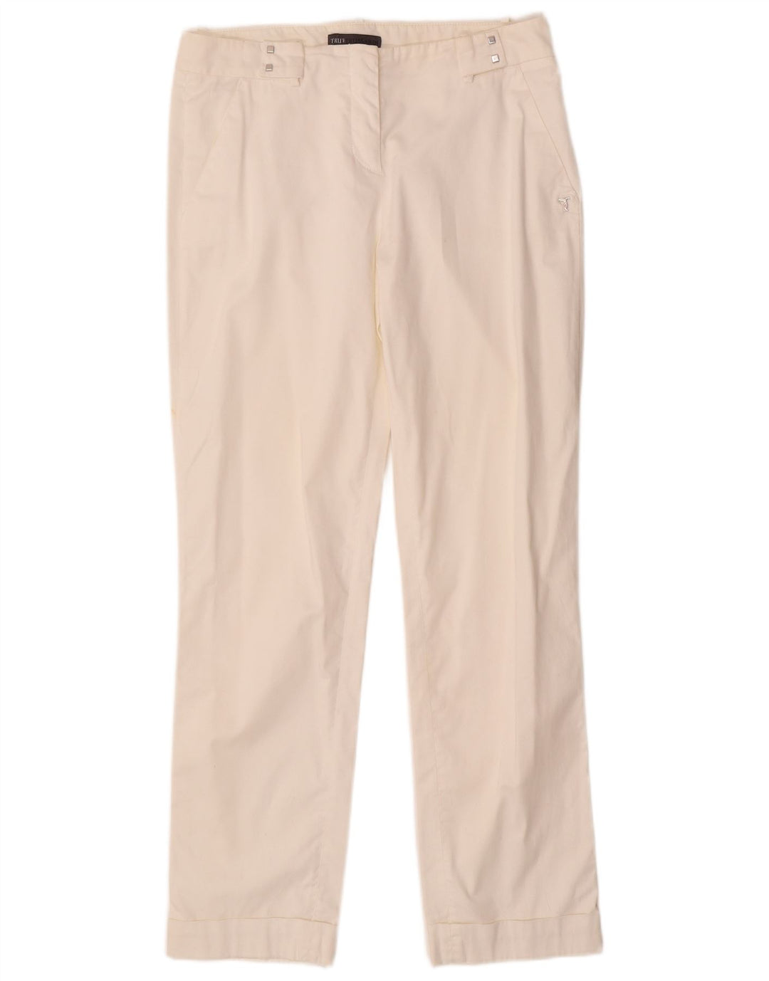 Pantaloni Chino Dritti Donna TRUSSARDI IT 42 Medio W28 L28 Cotone Bianco