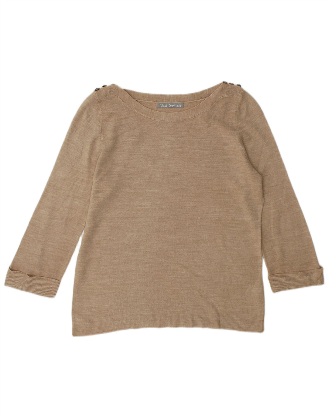 Maglione maglione con scollo a barca da donna Marks & Spencer UK 12 Beige medio