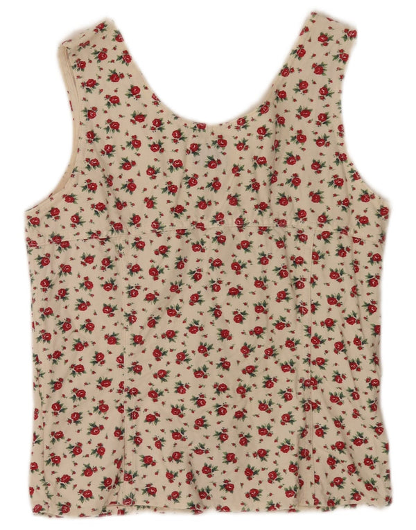 Camicetta senza maniche corta da donna Rifle UK 14 Large Off White Floral