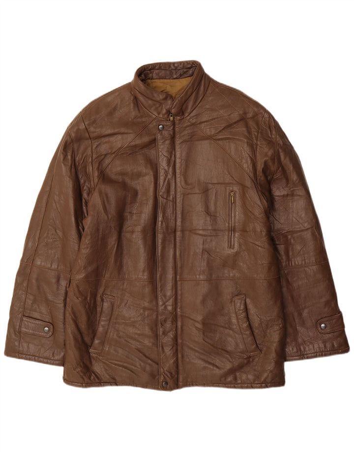 Giacca in Pelle Uomo VINTAGE IT 52 XL Pelle Marrone