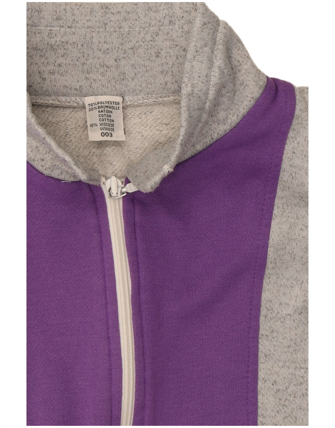 Giacca da tuta da donna vintage UK 12 Poliestere color block grigio medio