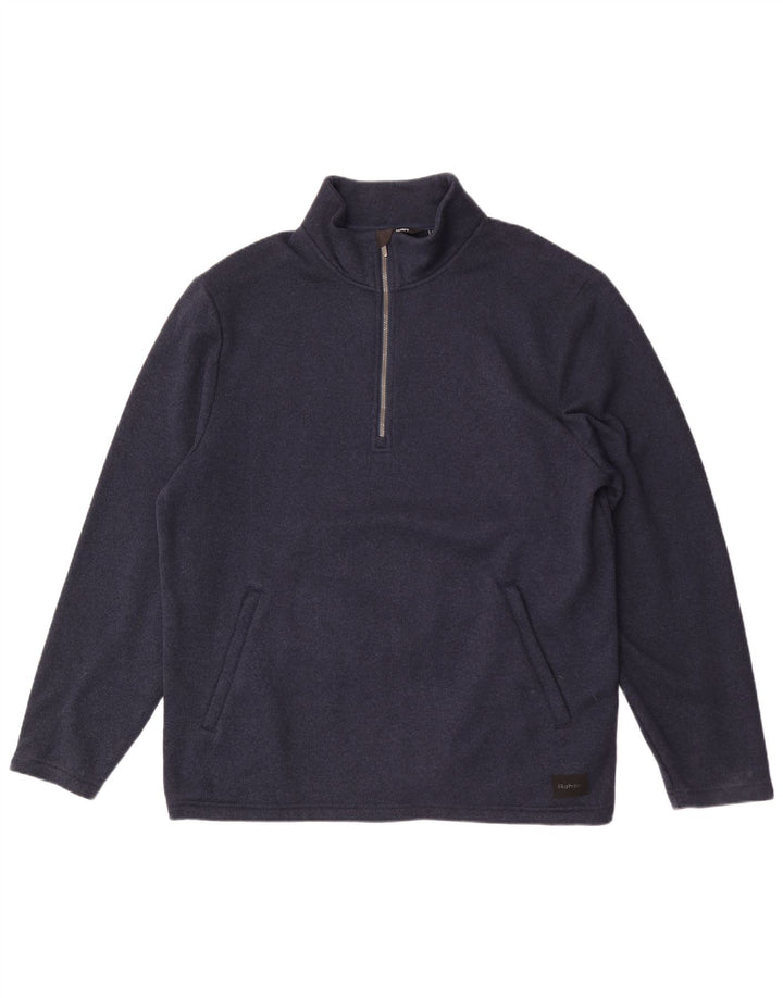 Felpa da uomo con collo con zip Rohan, maglione XL, poliestere blu navy